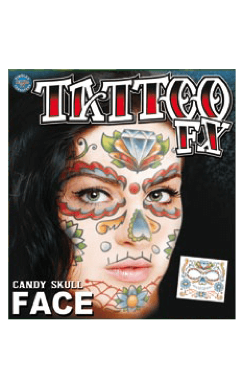 Candy Skull Face Tattoo 1 Candy Skull Face Tattoo