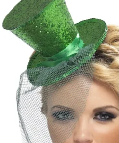 Smiffys Green Glitter Mini Top Hat
