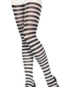 Smiffys Womens Black And White Striped Tights