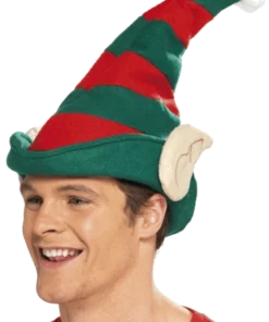 Smiffys Striped Elf Hat And Ears Accessory