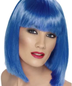 Smiffys Neon Blue Glam Bob Wig