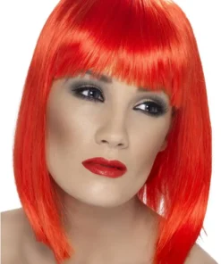 Smiffys Adult Neon Red Glam Wig
