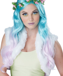 Floral Fantasy Blue And Pink Wig