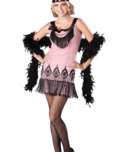 Womens Pink Flirty Flapper Costume