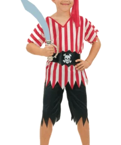Childrens Striped Pirate Boy Costume