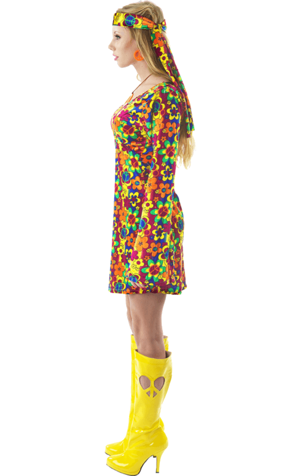 Adult 1960s Flower Power Hippy Costume 2 Adult 1960s Flower Power Hippy Costume - Image 2