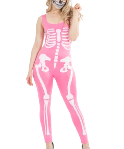 Womens Pink Skeleton Jumpsuit