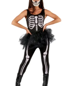 Womens Skeleton Tutu Jumpsuit Costume