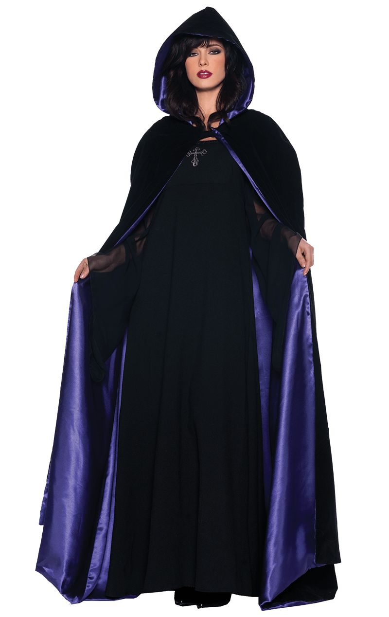 Adult Deluxe Velvet And Satin Purple Cape 1 Adult Deluxe Velvet And Satin Purple Cape