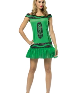 Womens Green Glitter Crayola Costume