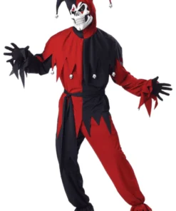 Adult Red And Black Evil Jester Costume