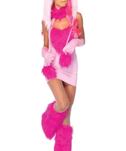 LEG AVENUE Womens Pink Fluff Monster Costume