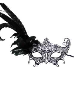 GENERIC Black Metal Feather Facepiece