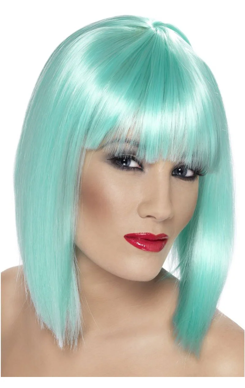Smiffys Neon Aqua Glam Bob Wig 1 Smiffys Neon Aqua Glam Bob Wig