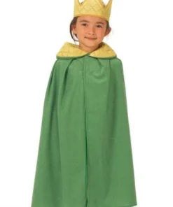Kids Green Cloak & Crown Costume