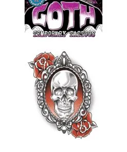 Skull And Roses Goth Temp Tattoo