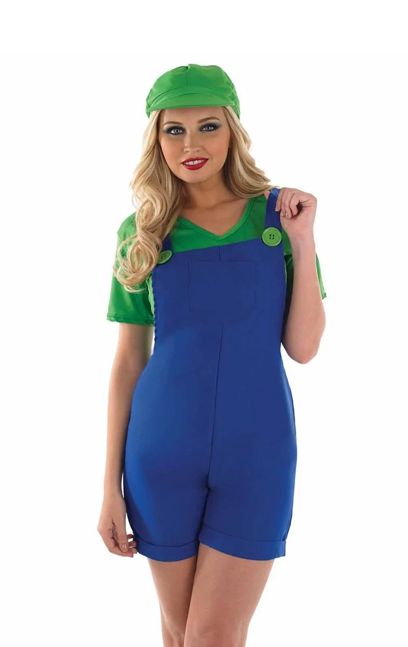 GENERIC Womens Green Plumber Costume 2 GENERIC Womens Green Plumber Costume - Image 2