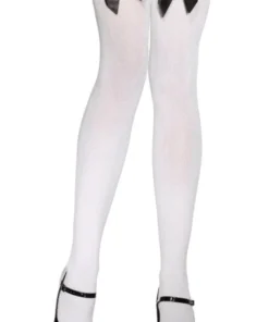 Smiffys Womens White Stockings With Black Bow